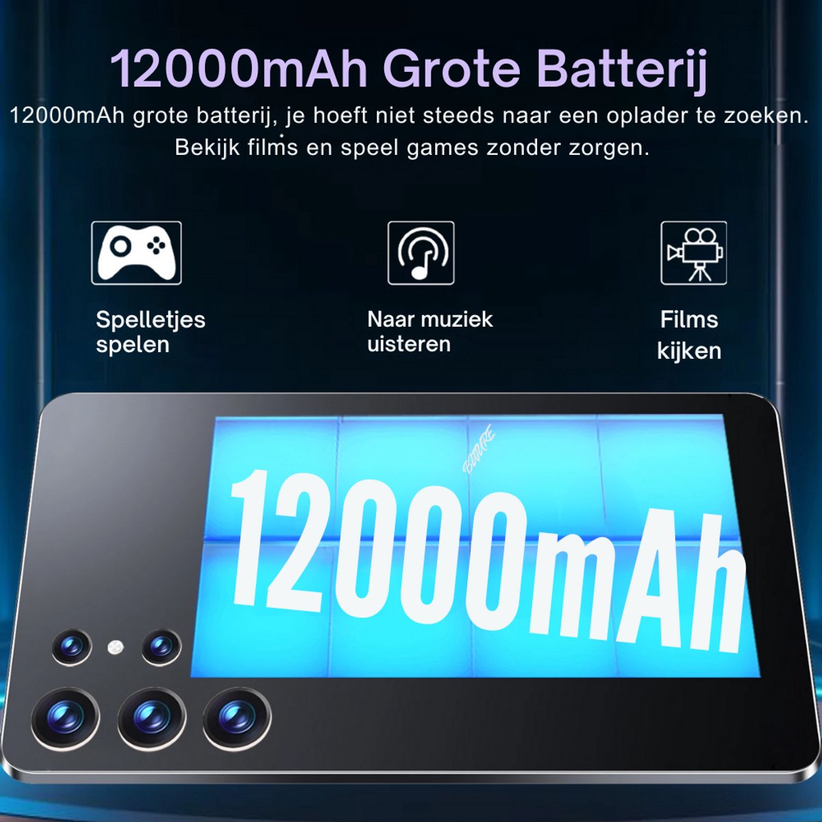 2025 10,36-Inch Android Tablet 16GB RAM 1TB ROM Zwart