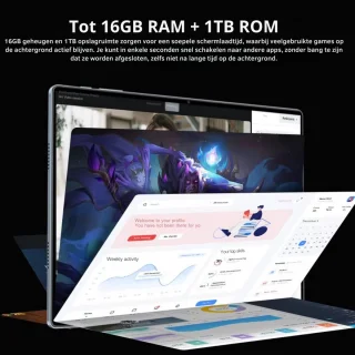 5G 10,36 Inch Android Tablet 16GB RAM 1TB ROM Dual Sim Blauw