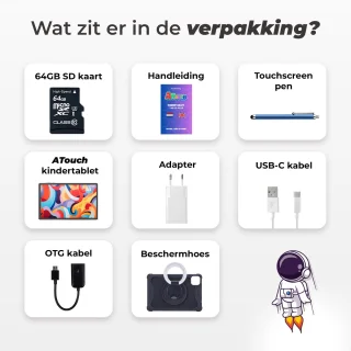 ATouch Tab 10 Plus Combipakket Kindertablet + Koptelefoon 64GB Zwart