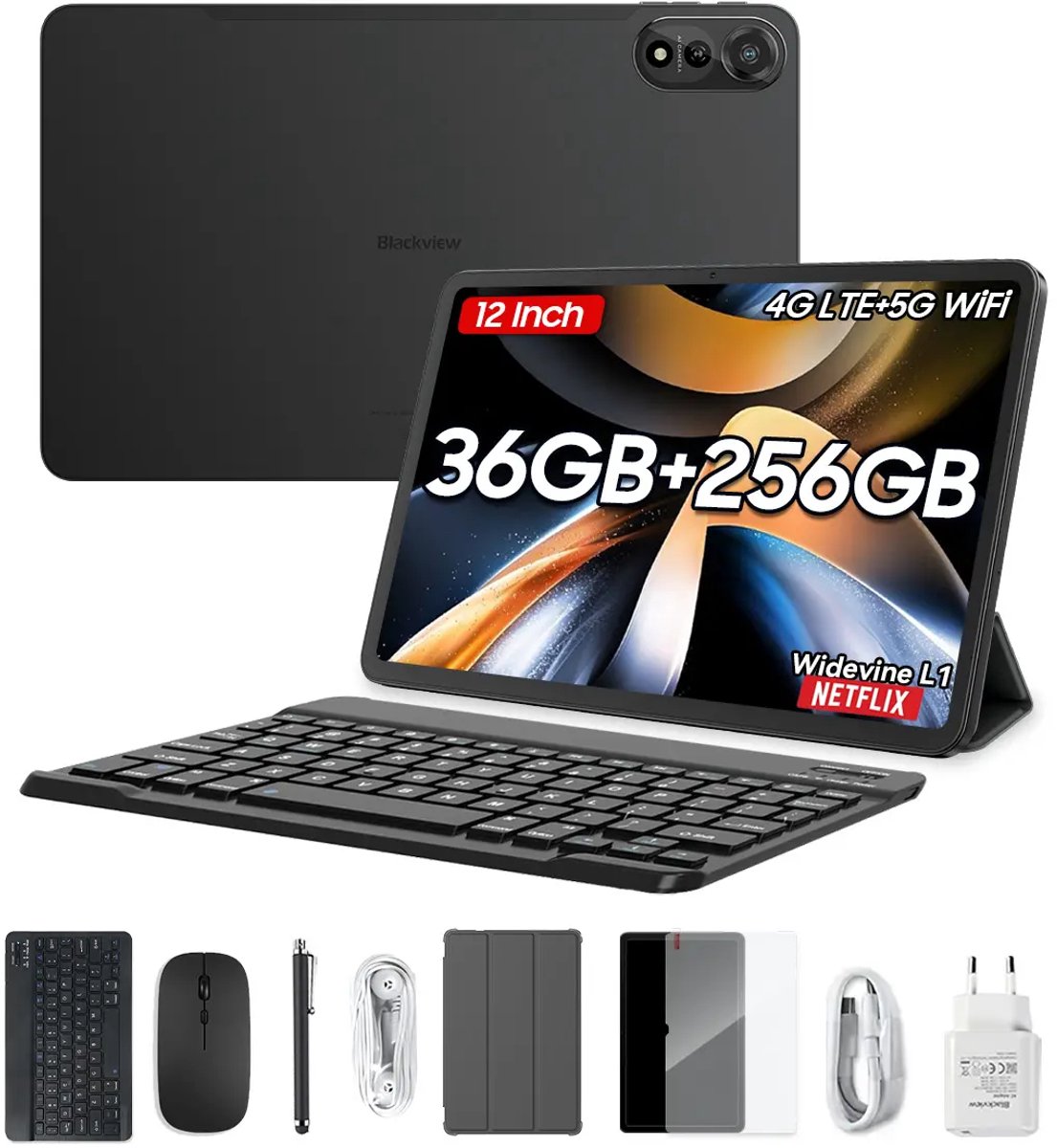 De Blackview Mega 2 Tablet 12 Inch 4G LTE Grijs in één oogopslag