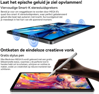 Blackview MEGA 8 13 inch Android 15 Tablet 36GB+256GB Blauw