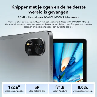 Blackview MEGA 8 13 inch Android 15 Tablet 36GB+256GB Blauw