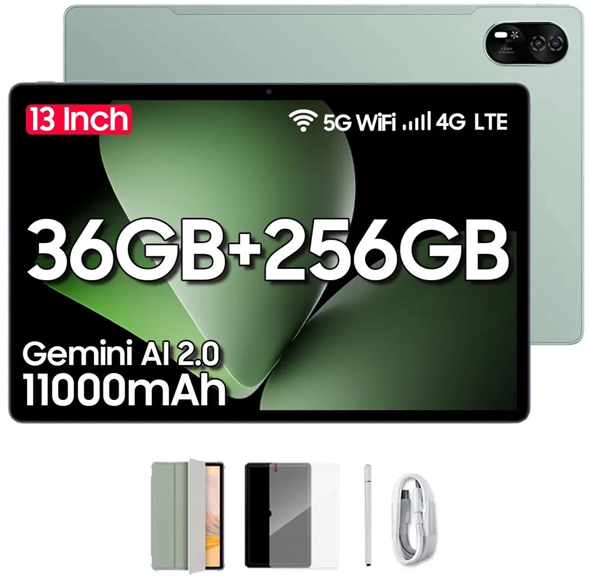 De Blackview MEGA 8 13 inch Android 15 Tablet 36GB+256GB Groen in één oogopslag