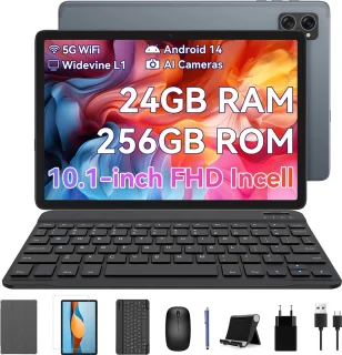 Blackview T20 Tablet 10.1" 256GB Grijs met Toetsenbord en Muis