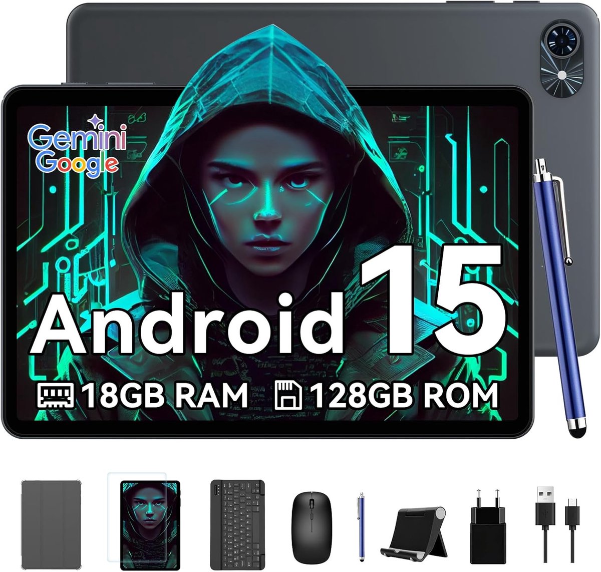 De Blackview T20 Tablet 24GB RAM 256GB ROM Met Toetsenbord Grijs in één oogopslag