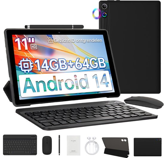 kotsren A7L Android 14 Tablet 11 inch 14GB RAM 64GB Zwart