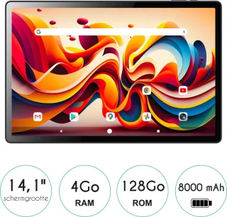 Logicom Tablet 14 XXL 14 Inch 128GB 4GB RAM Zwart WiFi Android 15