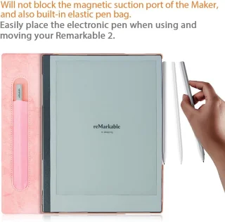 reMarkable 2 digitaal notitieblok met Staedtler stylus en roze hoes