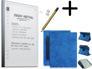 reMarkable 2 met Staedtler Pen en Blauwe Draaibare Hoes