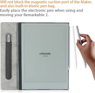reMarkable 2 tablet met Marker Plus en draaibare grijze hoes