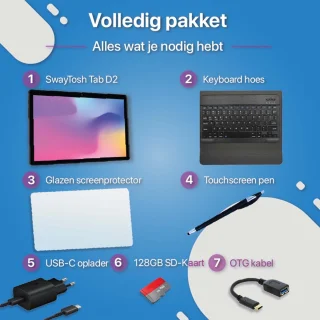 SwayTosh Tab D2 PRO 10 inch tablet met keyboard case