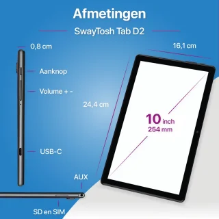SwayTosh Tab D2 PRO 10 inch tablet met keyboard case