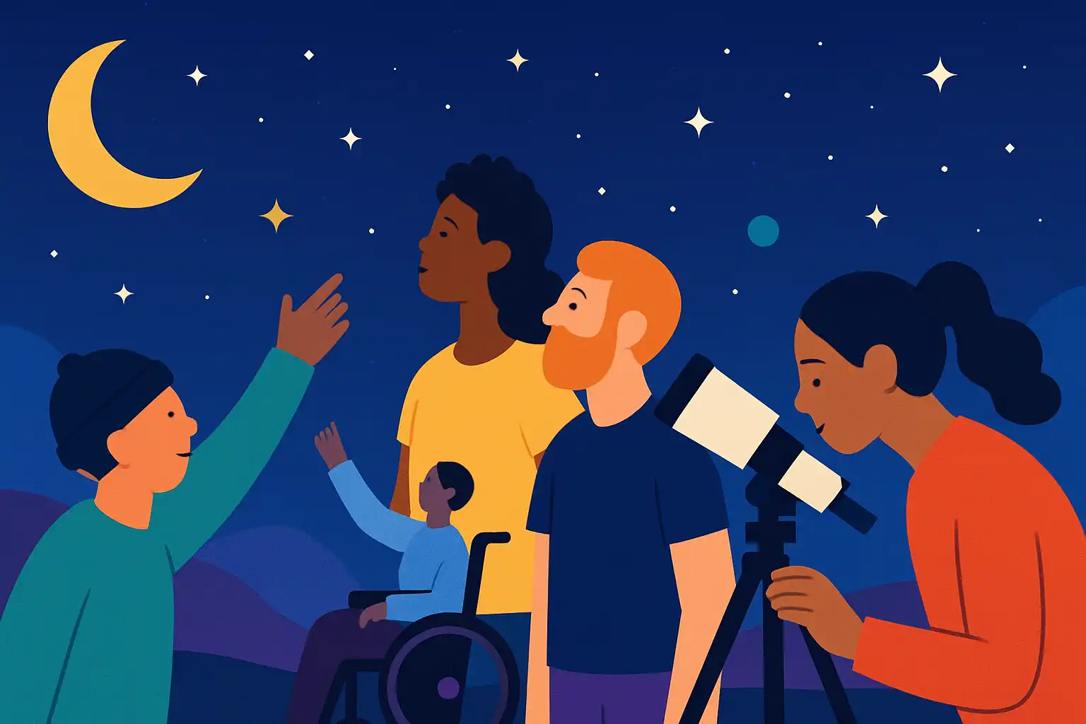 Zo maak je jouw sterrenkijkavond écht inclusief: praktische tips voor clubs en beginners