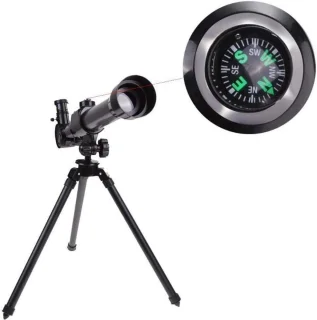 Allecto plus - Astronomische telescoop voor kinderen en microscoop combo met statief (zwart), 20x 30x 40x vergroting