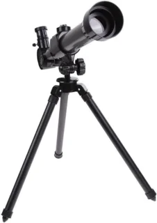 Allecto plus - Astronomische telescoop voor kinderen en microscoop combo met statief (zwart), 20x 30x 40x vergroting