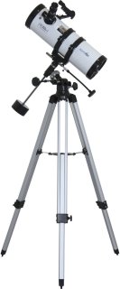 De Zoomion® Telescoop Voor Beginners 230X Zoom – 114 mm Newton Reflector met EQ-1 Montering – 5-delige Set met 2 Oculairs, 2× Barlow, Red-Dot Finder & Statief – Brede Kijk op de Sterrenhemel in één oogopslag