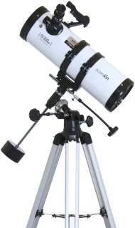 Zoomion® Telescoop Voor Beginners 230X Zoom – 114 mm Newton Reflector met EQ-1 Montering – 5-delige Set met 2 Oculairs, 2× Barlow, Red-Dot Finder & Statief – Brede Kijk op de Sterrenhemel