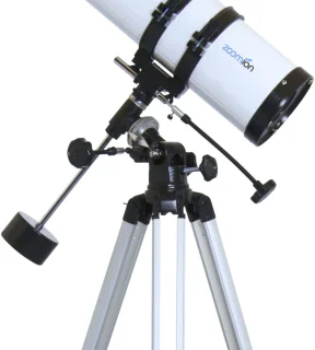Zoomion® Telescoop Voor Beginners 230X Zoom – 114 mm Newton Reflector met EQ-1 Montering – 5-delige Set met 2 Oculairs, 2× Barlow, Red-Dot Finder & Statief – Brede Kijk op de Sterrenhemel