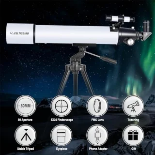 80 mm Refractor Telescoop voor Volwassenen - Krachtige Reistelescoop voor Beginners