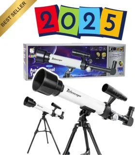 Astronomische Telescoop voor Kinderen – 30x & 60x Vergroting met Statief, Kompas en Smartphonehouder – Educatief Ruimte Speelgoed met Ebook – CE EN71