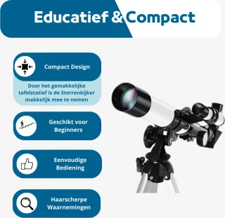 Thuys - Sterrenkijker - Telescoop Kinderen/Beginners - Sterrenkijker Geavanceerd - Wit - Complete Set