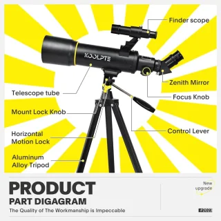 Astronomische telescoop 70 mm diafragma 400 mm met statief en telefoonadapter voor kinderen en volwassenen