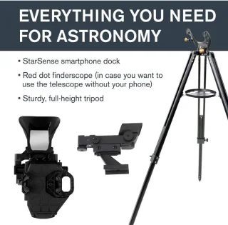 Newtoniaanse reflectortelescoop met smartphone-apptechnologie - inclusief accessoires, in hoogte verstelbaar statief