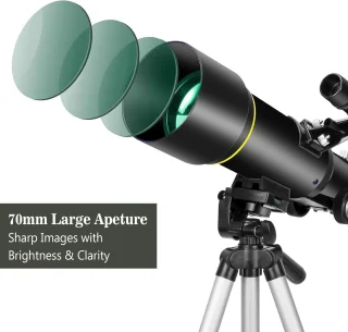 Telescoop voor beginners en volwassenen met 70 mm lenzen en 400 mm brandpuntsafstand