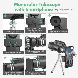 Compacte Monoculaire Telescoop 40x60 voor Avontuurlijke Outdoor Activiteiten
