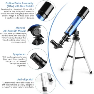 Telescopische Telescoop voor Volwassenen en Kinderen - Professionele Astronomie Telescoop met Verstelbaar Statief