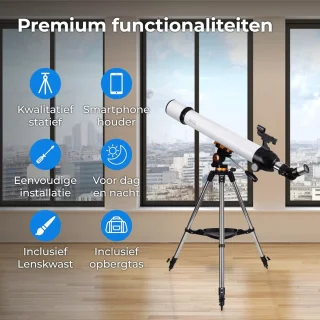 Telescoop - Sterrenkijker - Inc. Statief - Voor Kinderen & Volwassenen - Astronomie - Sterrenkunde - 375x Zoomfunctie - Draagbaar