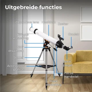 Telescoop - Sterrenkijker - Inc. Statief - Voor Kinderen & Volwassenen - Astronomie - Sterrenkunde - 375x Zoomfunctie - Draagbaar