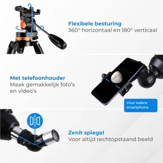 Telescoop - Sterrenkijker - Inc. Statief - Voor Kinderen & Volwassenen - Astronomie - Sterrenkunde - 375x Zoomfunctie - Draagbaar