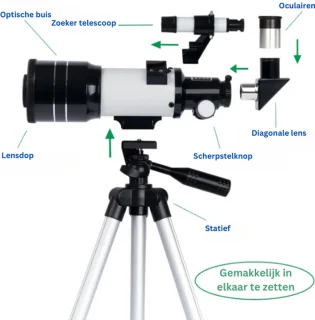 TADES® Telescoop - 3 Oculairs - Sterrenkijker - Nachtkijker - Astronomie - Sterrenkijker Telescoop - Sterrenkijker Voor Kinderen - Telescoop Kinderen - Telescoop Voor Kinderen