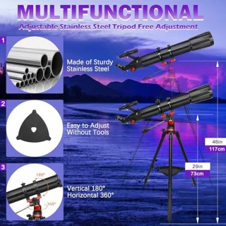 Telescopische Astronomie Telescoop voor Volwassenen en Kinderen - 90 mm Opening, 900 mm Lengte, Professionele Refractortelescoop voor Beginners