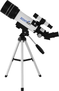 Zoomion® Telescoop Voor Beginners 140X Zoom – 70 mm Refractor – 7-delige Set met 2 Oculairs, 3× Barlow, Omkeerlens, Amici-Prisma, Zoeker & Tafelstatief – Reis- en Starterstelescoop