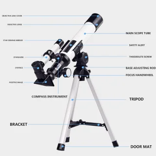 Telescoop voor Beginners en Kinderen - Professionele Sterrenkijker met Statief en 2 Oculairs