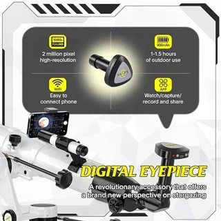 Telescoop met Digitaal Oculair voor Astronomie - 90 mm Diafragma, 900 mm Brandpuntsafstand, Compact en Draagbaar voor Beginners en Professionals