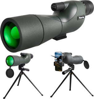 Wat vinden we goed aan de Telescoop - Spotting Scope - Monokijker - 25-75x60 Telescoop - Monoculaire Fmc Bak4 Waterdicht - Met Smartphone Digiscoping Adapter - Met Statief en Tas - Groen