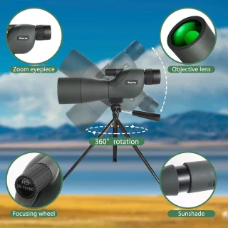 Telescoop - Spotting Scope - Monokijker - 25-75x60 Telescoop - Monoculaire Fmc Bak4 Waterdicht - Met Smartphone Digiscoping Adapter - Met Statief en Tas - Groen