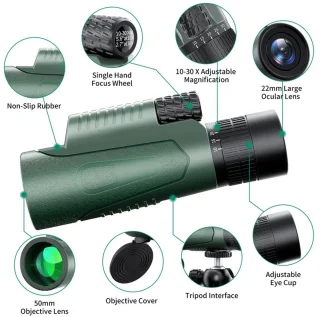 10-30x50 Zoom HD Telescoop met Telefoonadapter en Statief