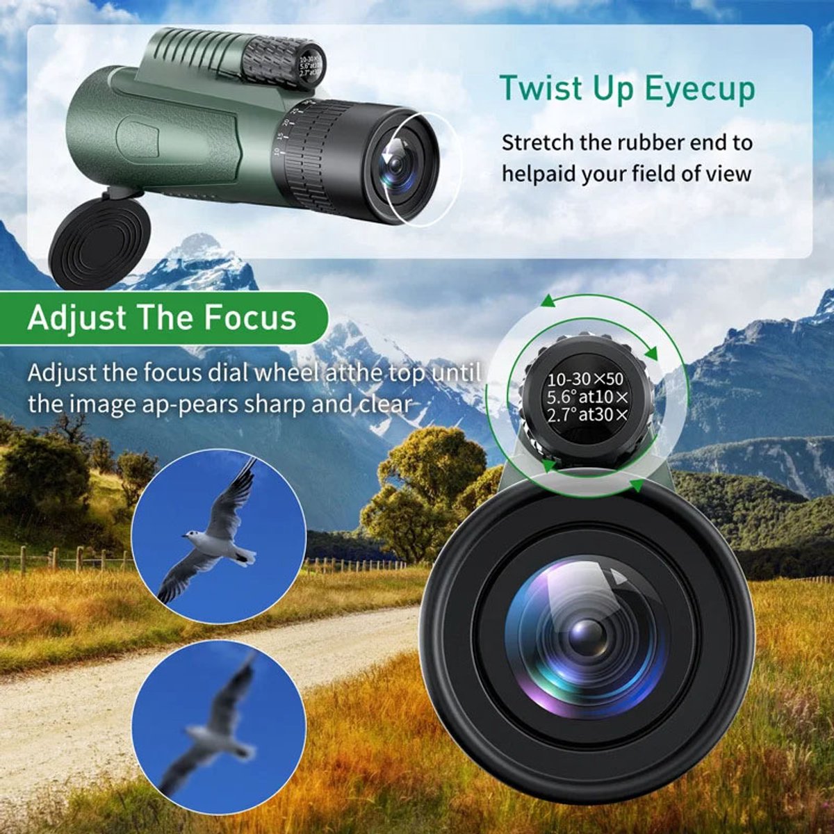 10-30x50 Zoom HD Telescoop met Telefoonadapter en Statief