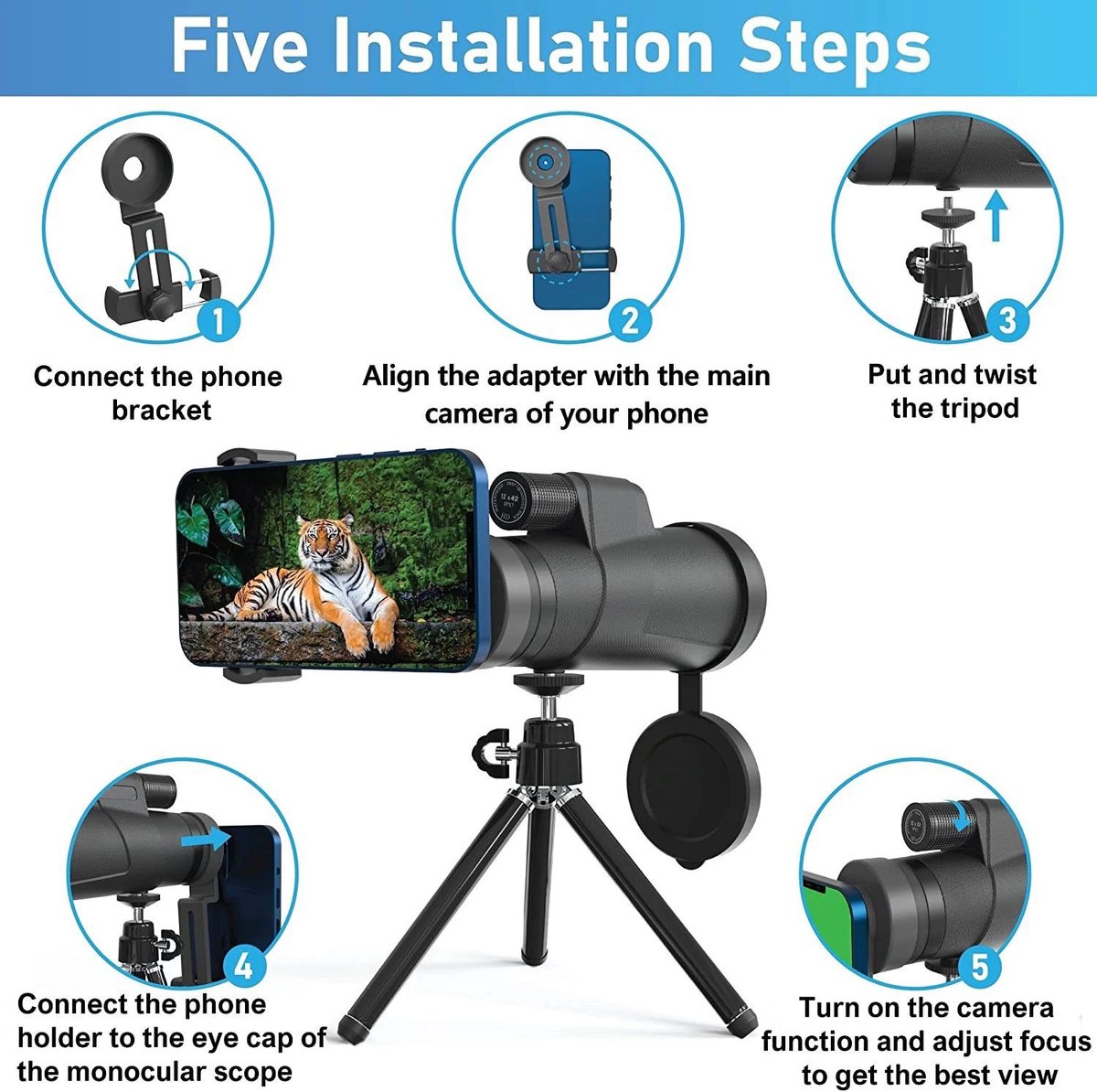 12x42 HD Monoculair Telescoop BAK4 Compact