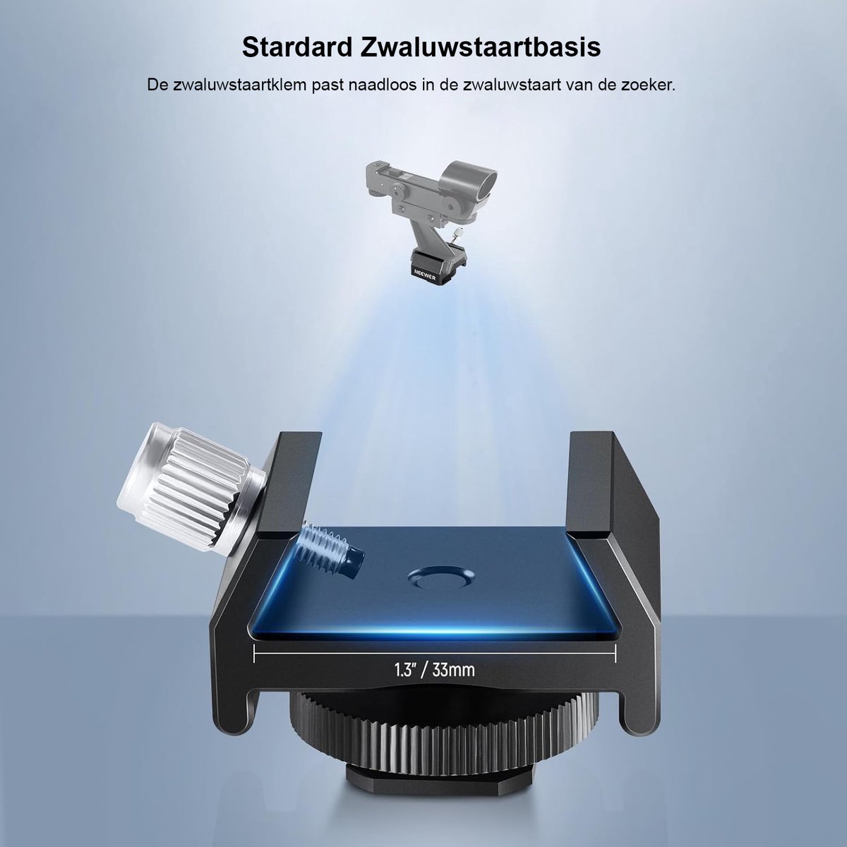 182 LS-T16 Telescoop Zoekerbevestigingsadapter met Cold Shoe en 1/4" Draad