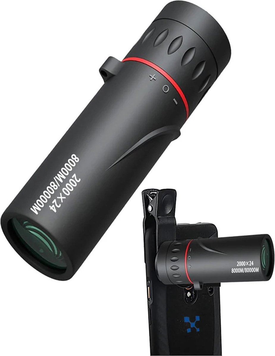 2000x24 HD Monoculair Mini Telescoop Smartphone Compatibel met Statief