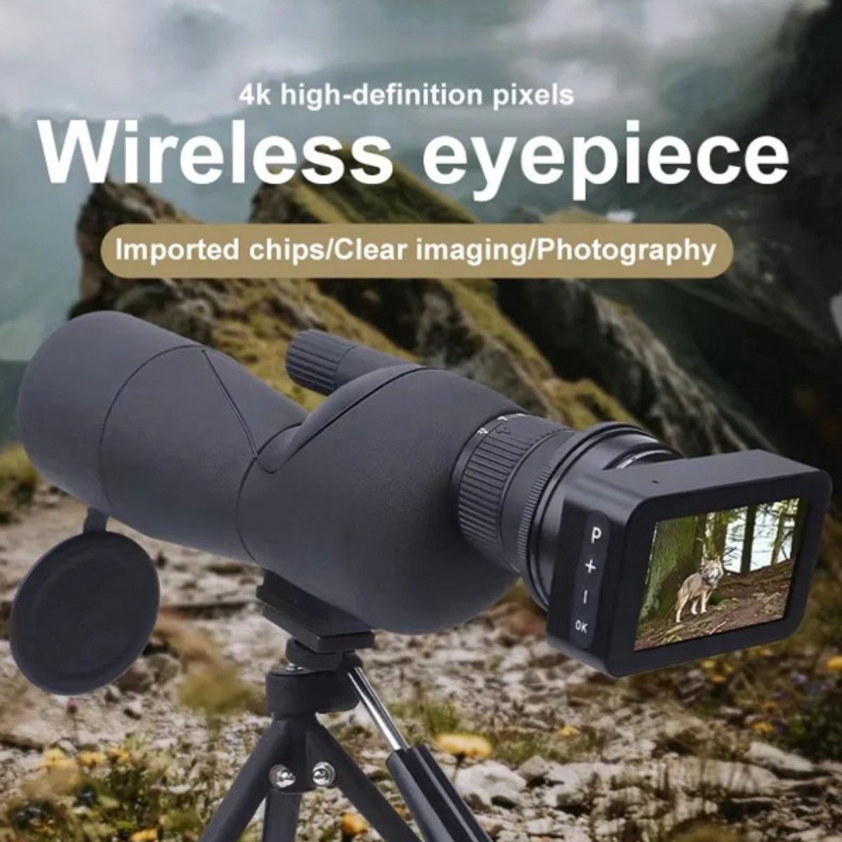 4K Telescoop Oculaircamera met Kleurenscherm en Spotting Scope 25-75x60 Monoculair
