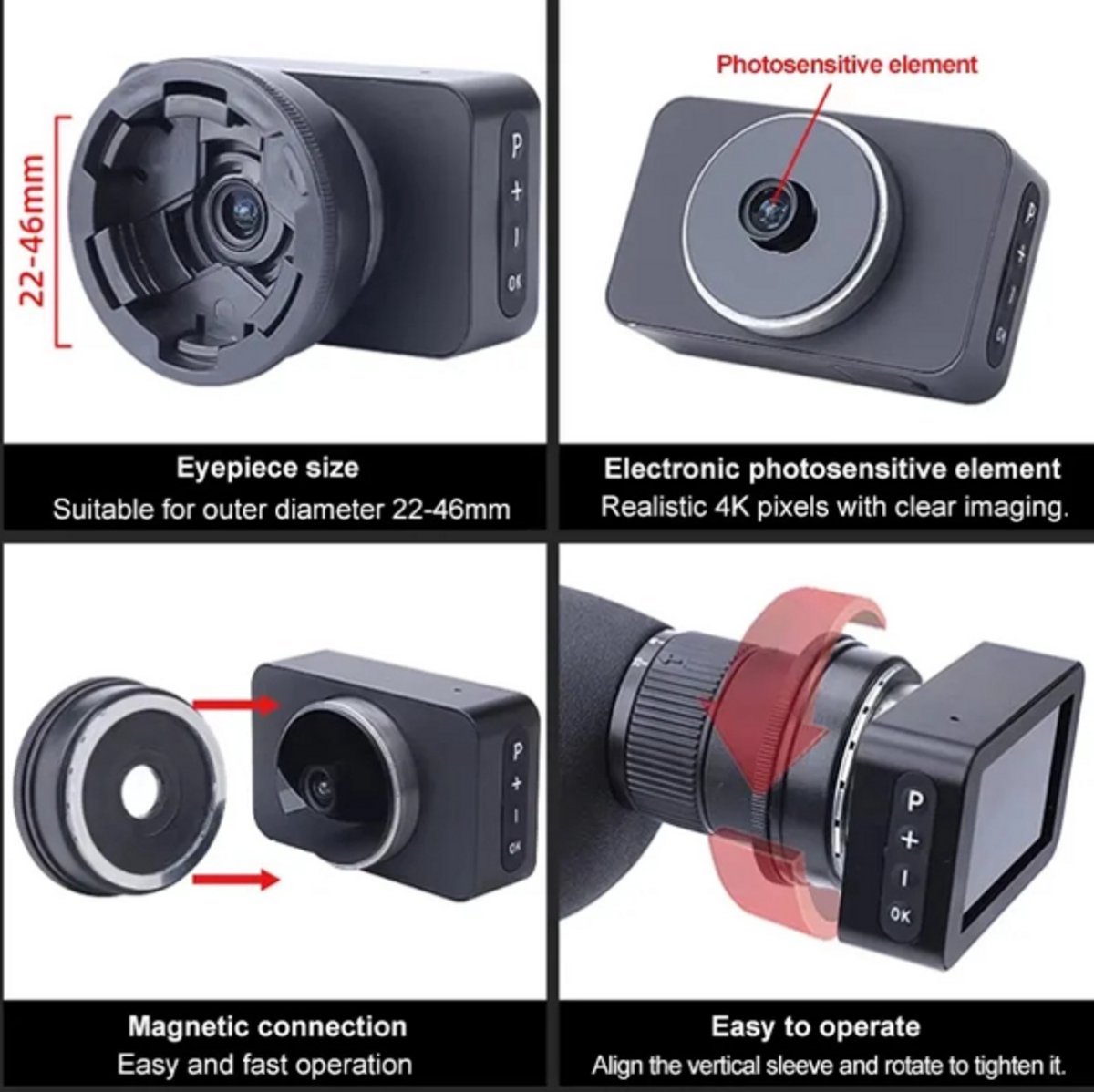 4K Telescoop Oculaircamera met Kleurenscherm en Spotting Scope 25-75x60 Monoculair