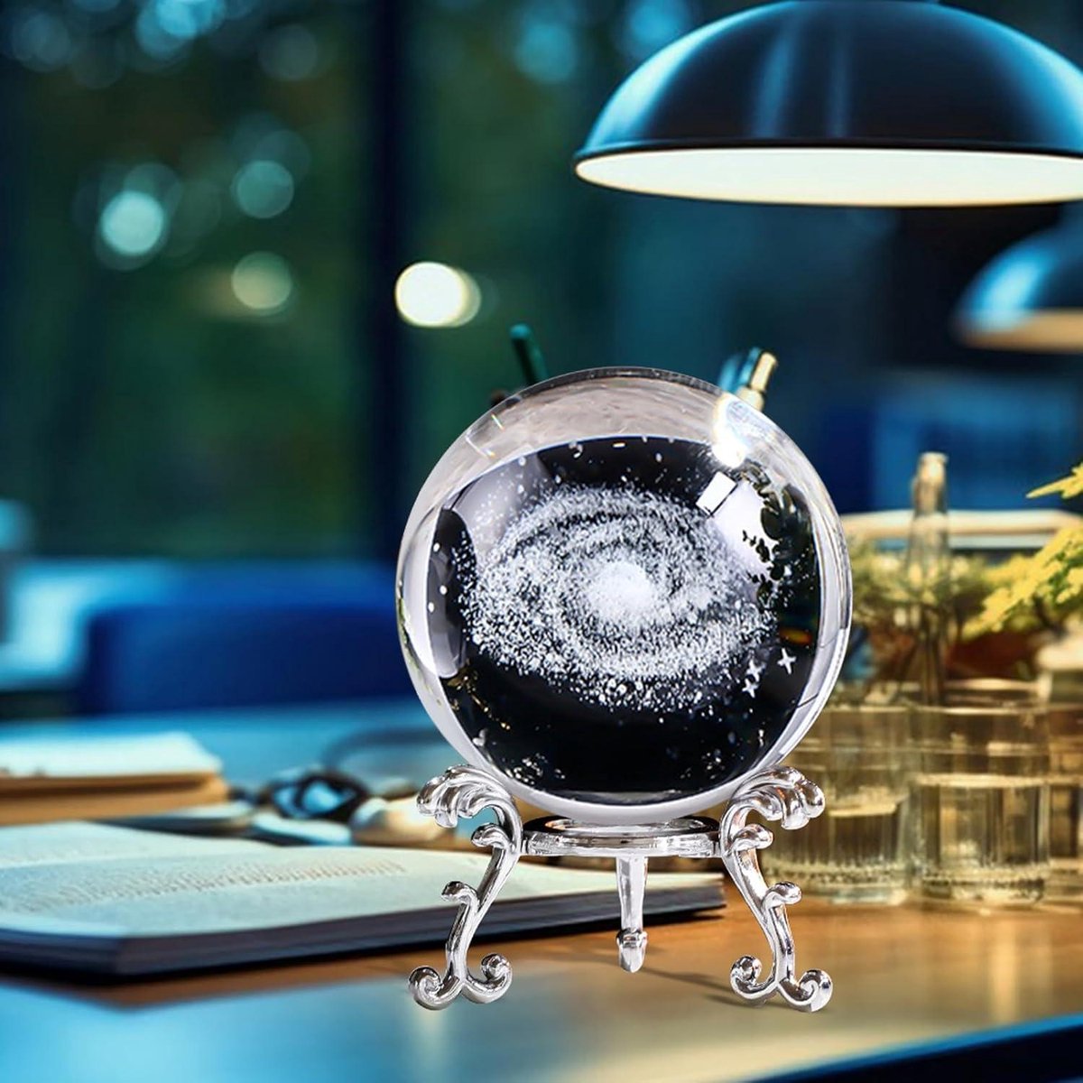 Allecto Plus 3D Kristallen Planeet Model met Zilveren Stand