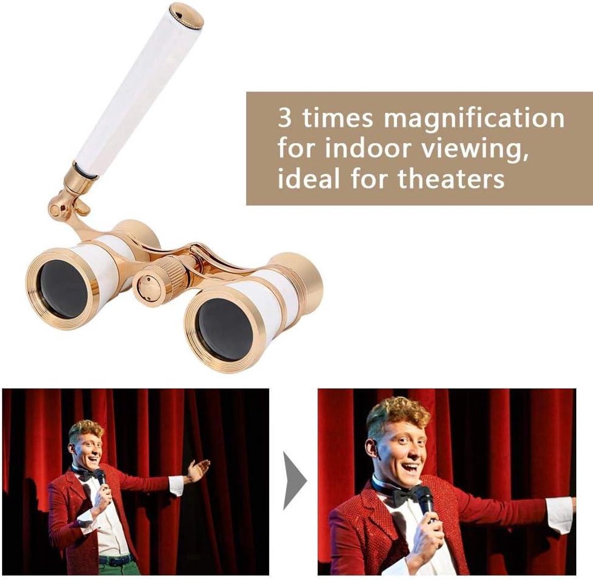 Allecto Plus 3x25 Draagbare Theaterverrekijker Wit Met Etui