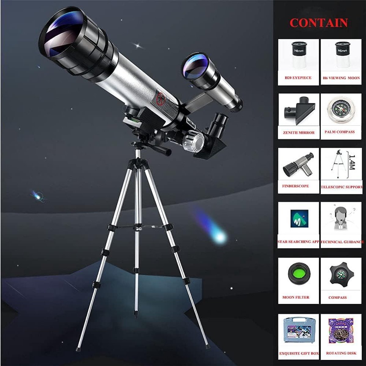 Allecto Plus Astronomische Refractortelescoop 70mm 15x